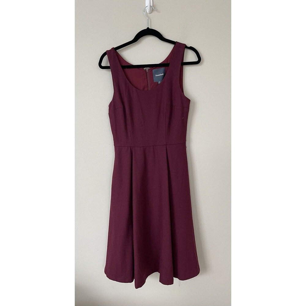 Modcloth Women Burgundy Wool Blend Fit & Flare Sleeveless Preppy Dress Sz 6 NWT